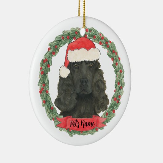 Personalisiert Black Cocker Spaniel Weihnachten Keramik Ornament (Rechts)