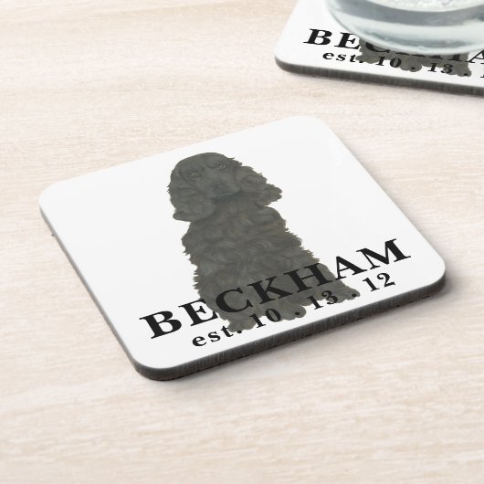 Personalisiert Black Cocker Spanische Getränkeabde Getränkeuntersetzer (Linke Seite)