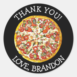 Personalisiert Black Danke Pizza Party Stickers