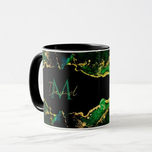 Personalisiert Black Emerald Green Gold Tasse (Vorderseite Links)