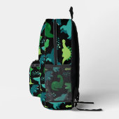 Personalisiert Black Funny Dinosaur Dino Pattern Bedruckter Rucksack (Rechts)
