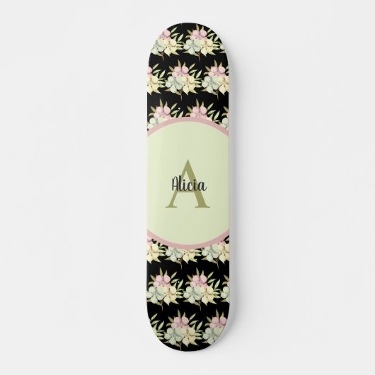 Personalisiert Black Girl Floral Personalisiert Skateboard (Vorne)