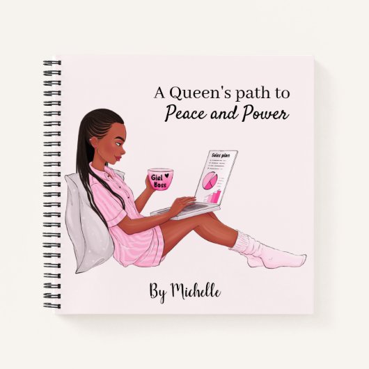 Personalisiert Black Girl Notebook, Custom Journal Notizblock (Vorderseite)