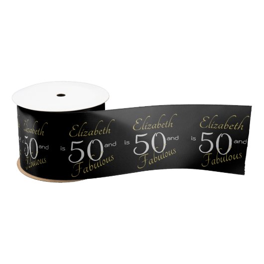 Personalisiert Black Gold 50 und fabelhaft Satinband (Spule)