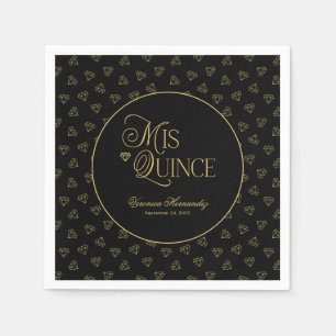 Personalisiert Black Gold Mis Quince Quinceanera Serviette