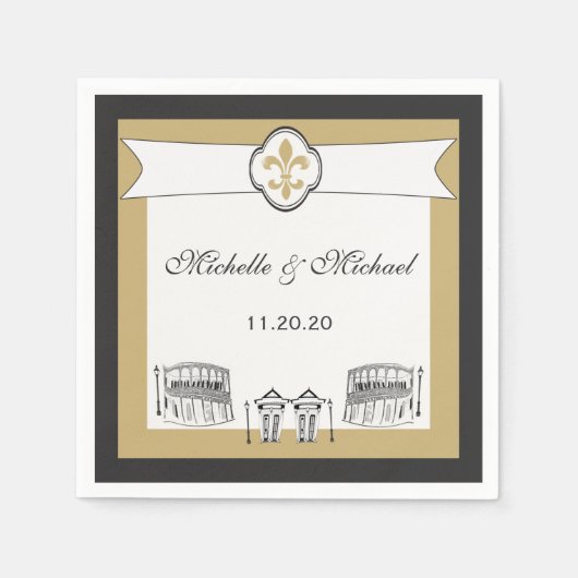 Personalisiert Black Gold Quarter Szene Serviette (Vorderseite)