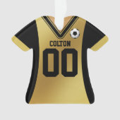 Personalisiert Black/Gold Soccer Jersey Ornament (Vorderseite)