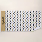 Personalisiert Black Gold White Zickzack Zig Zag Strandtuch (Vorderseite)