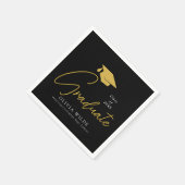 Personalisiert Black Grad Paper Napkin - Party fer Serviette (Ecke)