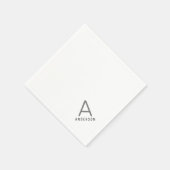 Personalisiert Black Gray Modern Initial Serviette (Ecke)