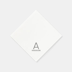Personalisiert Black Gray Modern Initial Serviette
