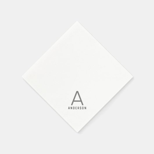 Personalisiert Black Gray Modern Initial Serviette (Ecke)
