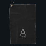 Personalisiert Black Gray Modernes Monogramm Golfhandtuch<br><div class="desc">Personalisierter Name und Initial Golf Handtuch mit einer Custom Monogram in einem modernen und minimalen klassischen Sans Serif Schriftart für ein einfaches, raffiniertes, männliches Aussehen. Die in Schwarz und Grau gehaltenen Textfarben und Schriftart können nach Belieben angepasst werden. Mit dem "Letter A", Personalisiert mit dem "Name Andrew", kann der Wortlaut...</div>