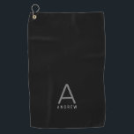 Personalisiert Black Gray Modernes Monogramm Golfhandtuch<br><div class="desc">Personalisierter Name und Initial Golf Handtuch mit einer Custom Monogram in einem modernen und minimalen klassischen Sans Serif Schriftart für ein einfaches, raffiniertes, männliches Aussehen. Die in Schwarz und Grau gehaltenen Textfarben und Schriftart können nach Belieben angepasst werden. Mit dem "Letter A", Personalisiert mit dem "Name Andrew", kann der Wortlaut...</div>