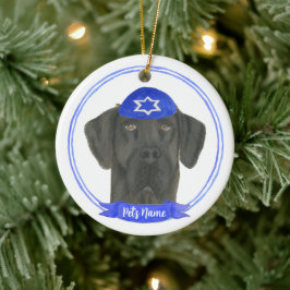 Personalisiert Black Great Dane Hund Hanukkah Keramik Ornament
