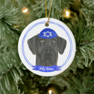 Personalisiert Black Great Dane Hund Hanukkah Keramik Ornament