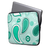 Personalisiert Black Green & White Paisley Laptopschutzhülle (Vorderseite Links)