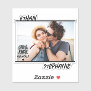 Personalisiert Black Grunge You Rock My World Foto Aufkleber