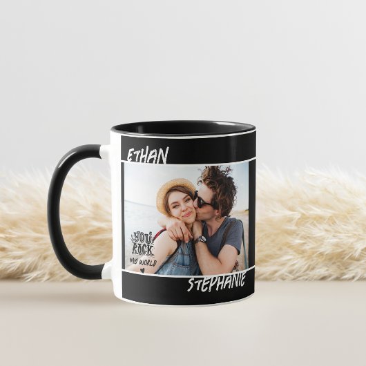 Personalisiert Black Grunge You Rock My World Foto Tasse