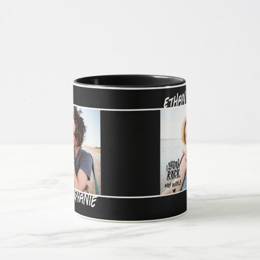 Personalisiert Black Grunge You Rock My World Foto Tasse (Zentrum)