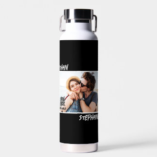 Personalisiert Black Grunge You Rock My World Foto Trinkflasche