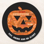 Personalisiert Black Halloween Pumpkin Typografie Runder Pappuntersetzer (Vorderseite)