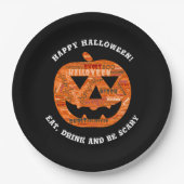 Personalisiert Black Halloween Pumpkin Word Cloud Pappteller (Vorderseite)