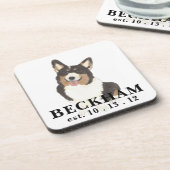 Personalisiert Black Headed Tricolor Corgi Getränkeuntersetzer (Linke Seite)
