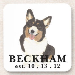 Personalisiert Black Headed Tricolor Corgi Getränkeuntersetzer