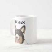 Personalisiert Black Headed Tricolor Corgi Kaffeetasse (Vorderseite Links)