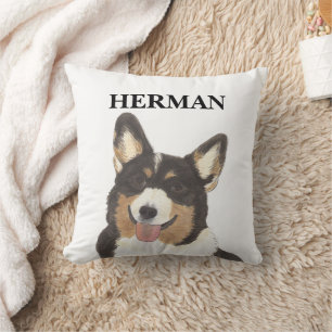 Personalisiert Black Headed Tricolor Corgi Kissen