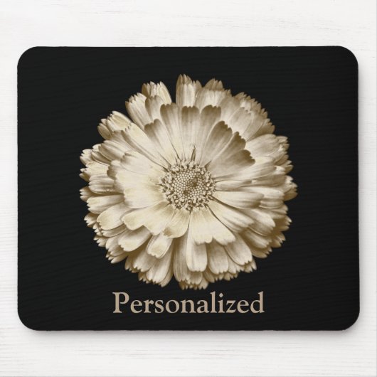 Personalisiert Black Hübsch Daisy Blume Mousepad (Vorne)