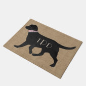 Personalisiert Black Lab Preppy Tan Jute Fußmatte (Schrägansicht)