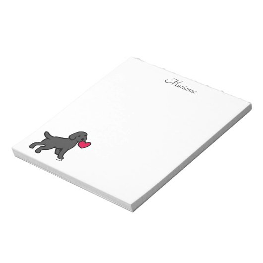 Personalisiert Black Labrador Puppy and Heart Notizblock (Rotiert)