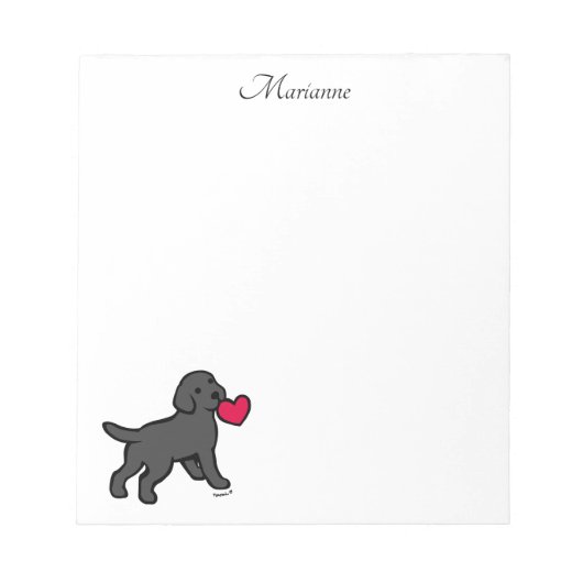 Personalisiert Black Labrador Puppy and Heart Notizblock (Vorderseite)