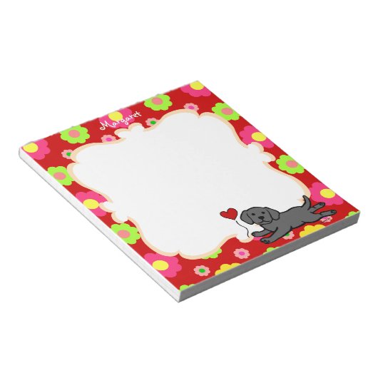 Personalisiert Black Labrador Puppy Notizblock (angewinkelt)