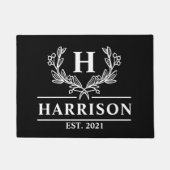 Personalisiert Black Laurel Monogram Fußmatte (Vorderseite)