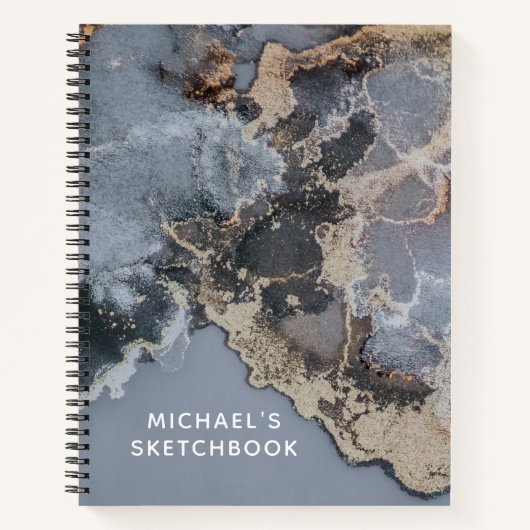 Personalisiert Black Marble Artist Sketchbook Notizblock (Vorderseite)