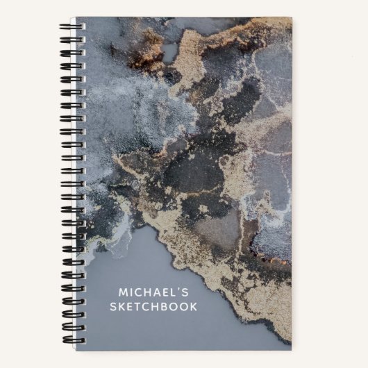 Personalisiert Black Marble Artist Sketchbook Notizblock (Vorderseite)