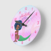 Personalisiert Black Mermaid Runde Wanduhr (Winkel)