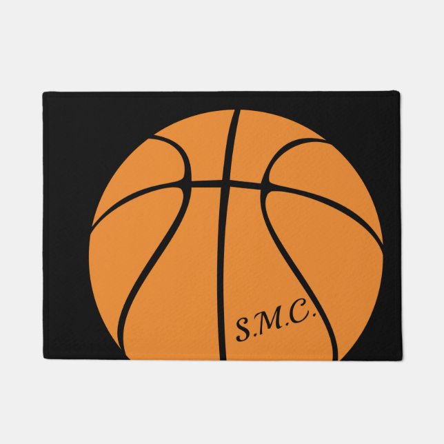 Personalisiert Black Modern Basketball Fußmatte (Vorderseite)