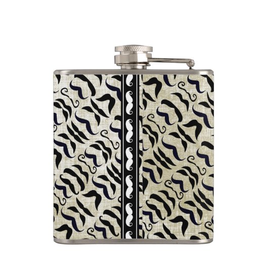 Personalisiert Black Mustache Muster Flachmann (Rückseite)