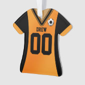 Personalisiert Black/Orange Soccer Jersey Ornament (Vorderseite)