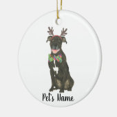 Personalisiert Black Pitbull Staffy Antlers Bowtie Keramik Ornament (Links)