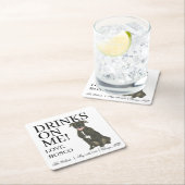 Personalisiert Black Pitbull Staffy Dog Wedding Rechteckiger Pappuntersetzer (Vor Ort)