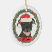 Personalisiert Black Pitbull Staffy Keramik Ornament (Rechts)