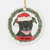 Personalisiert Black Pitbull Staffy Keramik Ornament (Vorne)