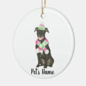 Personalisiert Black Pitbull Staffy Pink Green Hat Keramik Ornament (Links)