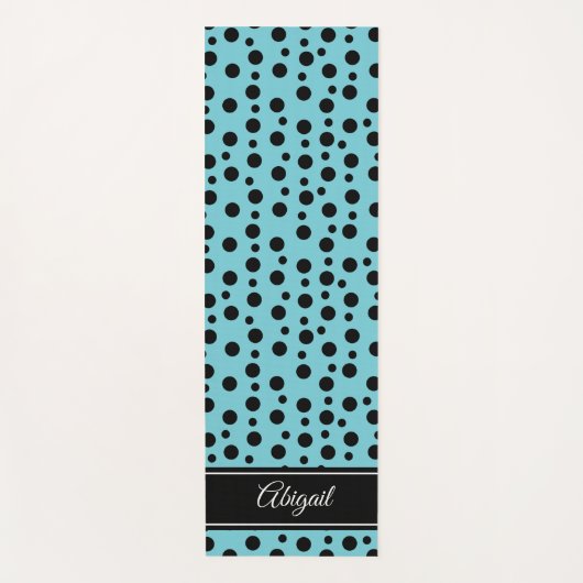 Personalisiert Black Polka Dot Blue Zen Yoga Mat Yogamatte (Vorderseite)