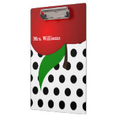 Personalisiert Black Polka Dot Red Apple Teacher Klemmbrett (Links)